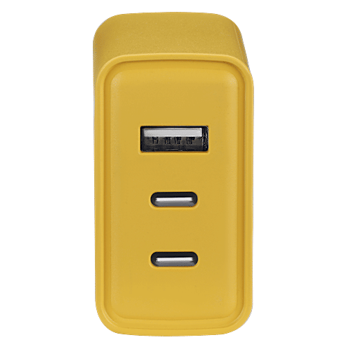 Croma 65W Type A & Type C 3-Port GaN Charger (Type C to Type C, Multi Layer Protection, Yellow) - Image 4