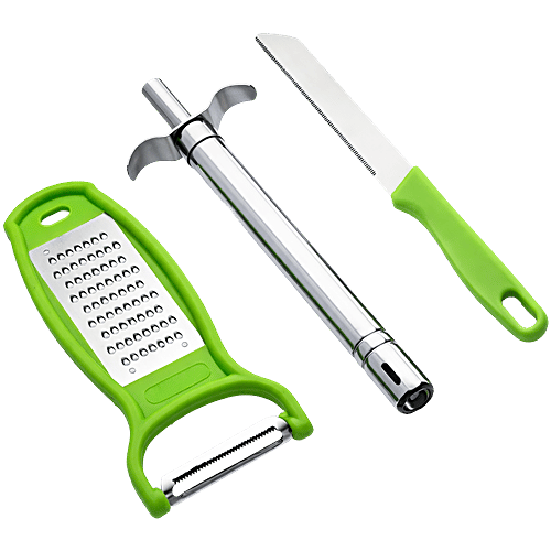 Petal Kitchen Tools Set - Stainless Steel Blade Chopping Knife, Gas Lighter & Grater With Peeler - Image 7