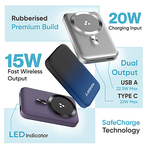 10000 mAh MagSafe Wireless Fast Charging Power Bank - Aerosync Snap, Purple - Image 2