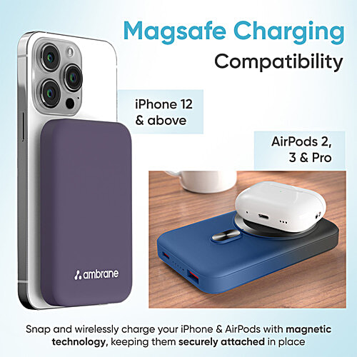 10000 mAh MagSafe Wireless Fast Charging Power Bank - Aerosync Snap, Purple - Image 5