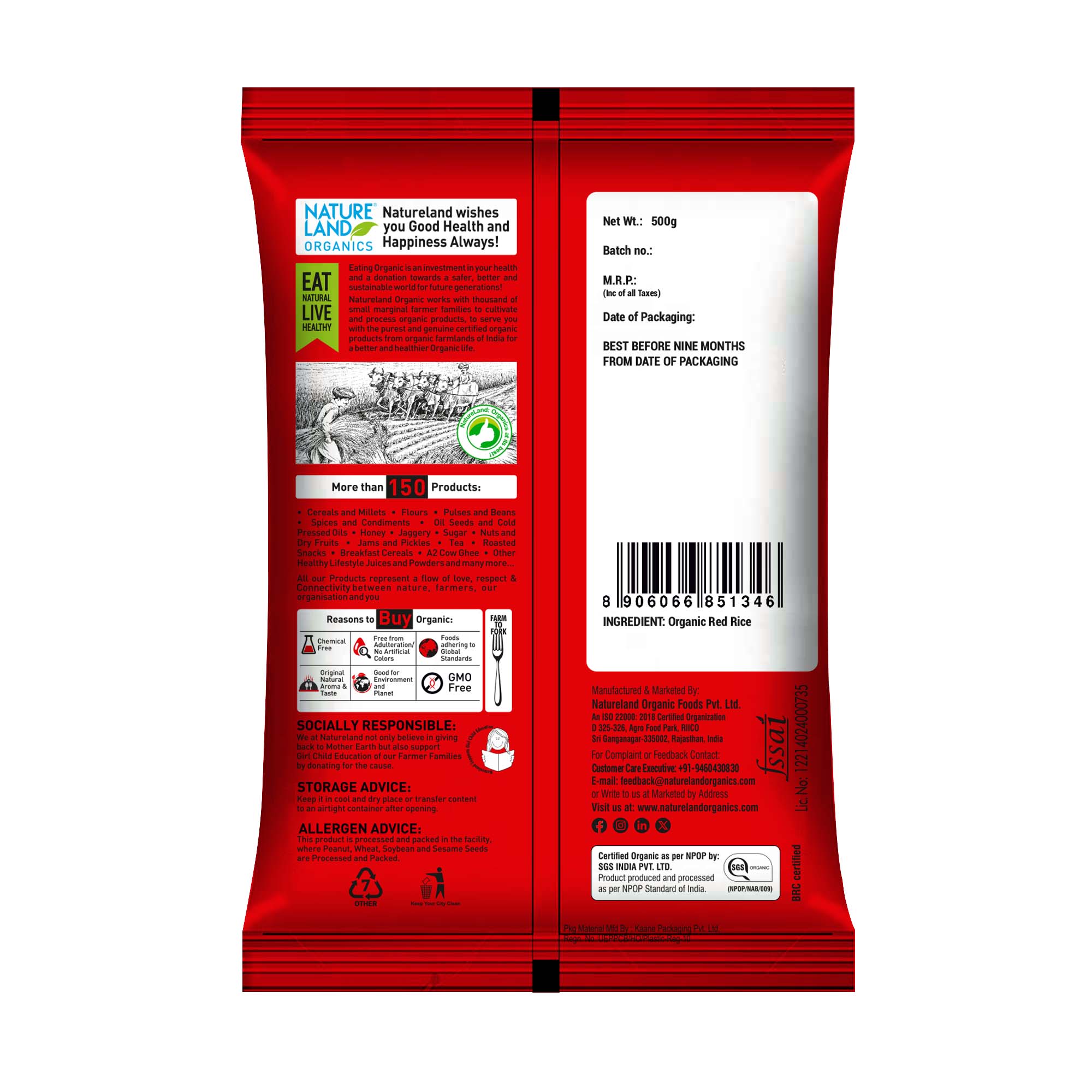 Organic Red Rice Poha 500 Gm - Image 2